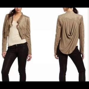 BCBG tan mixed media suede jacket